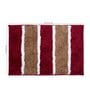 Brown and Maroon Striped Polyester Blend 21x13 Inches Antiskid Bath Mat (2Pcs)
