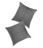 Dark Grey Velevt Solids 16x16 inches  Regular Cushion Covers  (2Pcs)