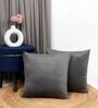 Dark Grey Velevt Solids 16x16 inches  Regular Cushion Covers  (2Pcs)