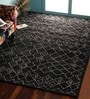 Dark Grey Woolen Hand Woven  Geometric 5x7Feet Carpet