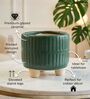 Dark Green Ceramic Indoor Planter with Drainage