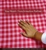 Dark Pink Checkerd Polycotton Double King Fitted Bedsheet With 2 Frill Pillow Covers