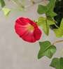 Dark-Pink Polyester Artificial Morning Glory Hanging Creeper Plant with Hanging Metal Stand