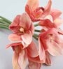 Pink Polyurethane Cymbedium Orchids Bunche Artificial Flowers