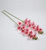 Dark Pink Polyurethane Beautiful Artificial Dark Cymbidium Orchid Flowers Set of 2