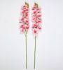 Dark Pink Polyurethane Beautiful Artificial Dark Cymbidium Orchid Flowers Set of 2