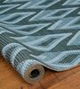 Dark Turquoise Geometric Polyester 5 ft x 7 ft Machine Made Carpet