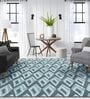 Dark Turquoise Geometric Polyester 8 ft x 10 ft Machine Made Carpet