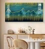 Dark Turquoise Mountains Glass Finish Horizontal Wall Art