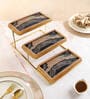 Darkbrown Mango wood & Aluminium 17 Inch Appetizer Platters