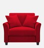 Daroo Velvet 1 Seater Sofa in Berry Maroon Colour