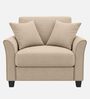 Daroo Velvet Fabric 1 Seater Sofa In Beige Colour