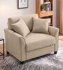 Daroo Velvet Fabric 1 Seater Sofa In Beige Colour