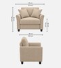 Daroo Velvet Fabric 1 Seater Sofa In Beige Colour