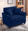 Daroo Velvet Fabric 1 Seater Sofa In Blue Colour