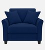 Daroo Velvet Fabric 1 Seater Sofa In Blue Colour