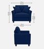 Daroo Velvet Fabric 1 Seater Sofa In Blue Colour
