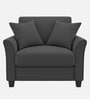 Daroo Velvet Fabric 1 Seater Sofa In Grey Colour