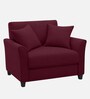 Daroo Velvet Fabric 1 Seater Sofa In Maroon Colour