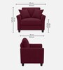 Daroo Velvet Fabric 1 Seater Sofa In Maroon Colour