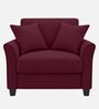 Daroo Velvet Fabric 1 Seater Sofa In Maroon Colour
