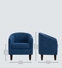 Daviana Walnut Finish Boucle Fabric Barrel Chair In Blue Colour Daviana Walnut Finish Boucle Fabric Barrel Chair In Blue Colour