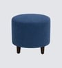 Daviana Walnut Finish Boucle Fabric Barrel Chair In Blue Colour Daviana Walnut Finish Boucle Fabric Barrel Chair In Blue Colour