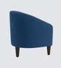 Daviana Walnut Finish Boucle Fabric Barrel Chair In Blue Colour Daviana Walnut Finish Boucle Fabric Barrel Chair In Blue Colour