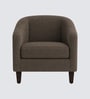 Daviana Walnut Finish Boucle Fabric Barrel Chair In Brown Colour Daviana Walnut Finish Boucle Fabric Barrel Chair In Brown Colour
