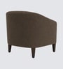 Daviana Walnut Finish Boucle Fabric Barrel Chair In Brown Colour Daviana Walnut Finish Boucle Fabric Barrel Chair In Brown Colour