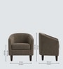 Daviana Walnut Finish Boucle Fabric Barrel Chair In Brown Colour Daviana Walnut Finish Boucle Fabric Barrel Chair In Brown Colour