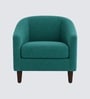 Daviana Walnut Finish Boucle Fabric Lounge Chair In Green Colour