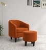 Daviana Walnut Finish Boucle Fabric Chair In Orange Colour Daviana Walnut Finish Boucle Fabric Chair In Orange Colour