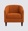 Daviana Walnut Finish Boucle Fabric Chair In Orange Colour Daviana Walnut Finish Boucle Fabric Chair In Orange Colour