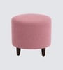 Daviana Walnut Finish Boucle Fabric Chair In Pink Colour With Stool Daviana Walnut Finish Boucle Fabric Chair In Pink Colour With Stool