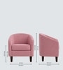 Daviana Walnut Finish Boucle Fabric Chair In Pink Colour With Stool Daviana Walnut Finish Boucle Fabric Chair In Pink Colour With Stool
