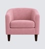 Daviana Walnut Finish Boucle Fabric Chair In Pink Colour With Stool Daviana Walnut Finish Boucle Fabric Chair In Pink Colour With Stool