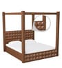 David Solid Wood King Size Poster Bed with Pullout Drawer Storage in Dark Walnut Finish