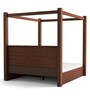 David Solid Wood King Size Poster Bed with Pullout Drawer Storage in Dark Walnut Finish