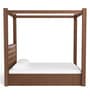 David Solid Wood King Size Poster Bed with Pullout Drawer Storage in Dark Walnut Finish