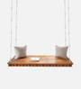 David Solid Wood Swing With Cushion In Natural Brown Finish