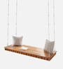 David Solid Wood Swing With Cushion In Natural Brown Finish
