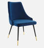 Davidson Velvet Dining Chair In Blue & Black Colour