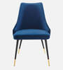 Davidson Velvet Dining Chair In Blue & Black Colour