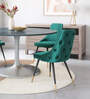 Davidson Velvet Dining Chair In Turkis Blue & Black Colour