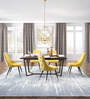 Davidson Velvet Dining Chair In Yellow & Black Colour