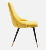 Davidson Velvet Dining Chair In Yellow & Black Colour