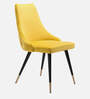 Davidson Velvet Dining Chair In Yellow & Black Colour