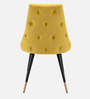 Davidson Velvet Dining Chair In Yellow & Black Colour