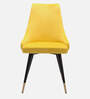 Davidson Velvet Dining Chair In Yellow & Black Colour